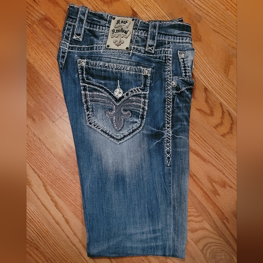 MENS ROCK REVIVAL SLIM STRAIGHT JEANS